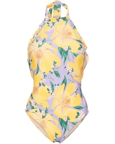 FARM Rio Floral-print Swimsuit - Metallic