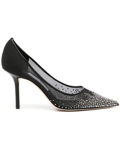 Jimmy Choo Love 85Mm Crystal-Embellished Court Shoes - Black