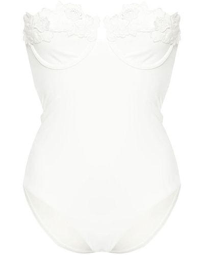 Zimmermann Halliday Embroidery Swimsuit - White