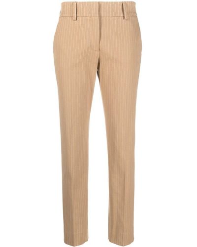 Piazza Sempione Pinstriped Tailored Cropped Pants - Brown