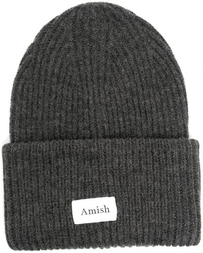 AMISH Logo Patch Beanie Hat - Gray