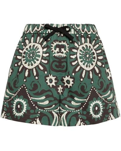 Sea Charlough-Print Cotton Shorts - Green