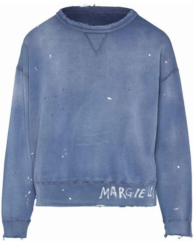 Maison Margiela Handwritten Cotton Sweatshirt - Blue