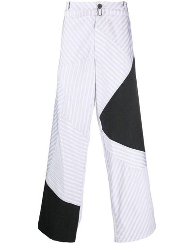 Kiko Kostadinov Stripe-panelled Wide-leg Pants - White