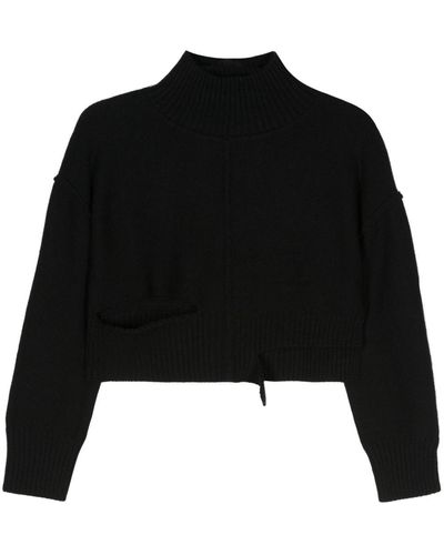 MM6 by Maison Martin Margiela Cut-Out Cropped Jumper - Black
