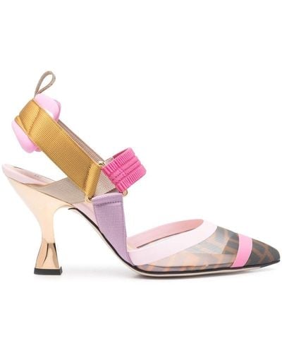 Fendi Colibrí Colour-block Court Shoes - Pink