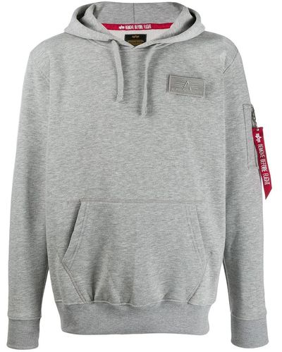 Alpha Industries Hooded Logo Sweatshirt - Grey