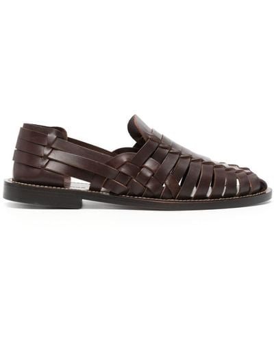 Tagliatore Panelled Woven Leather Sandals - Brown