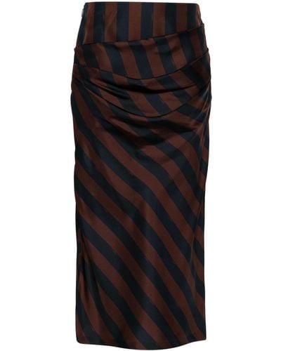 Fendi Pequin-Stripe Midi Skirt - Black