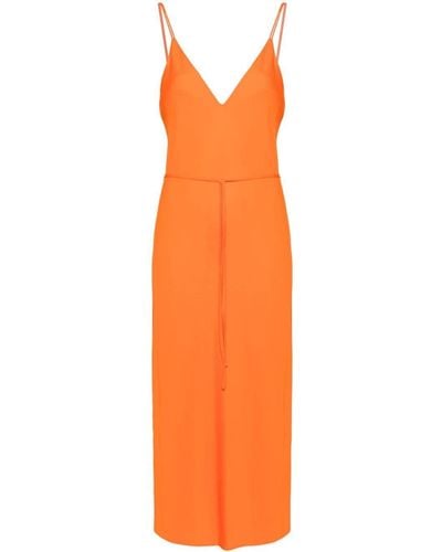 Calvin Klein Crepe De Chine Midi Dress - Orange
