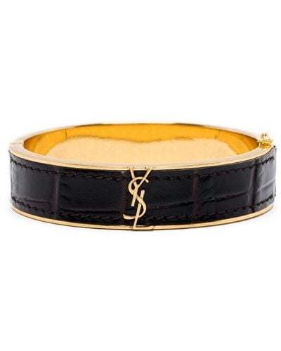 Saint Laurent Cassandre Leather Bracelet - Yellow