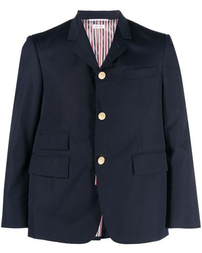 Thom Browne Single-Breasted Cropped-Sleeve Blazer - Blue