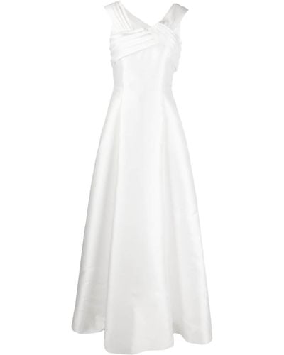 Alberta Ferretti Off-Shoulder Satin Gown - White