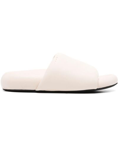 Marni Padded Leather Slides - White