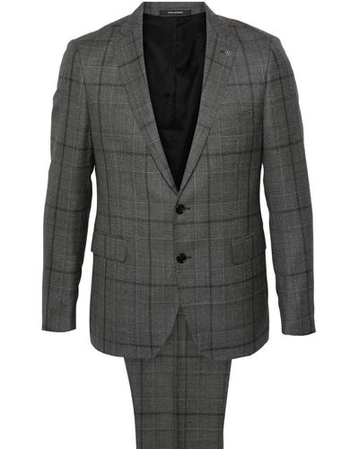 Tagliatore Plaid-Check Pattern Suit - Grey