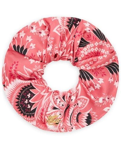 Etro Floral-Print Silk Hair Band - Pink