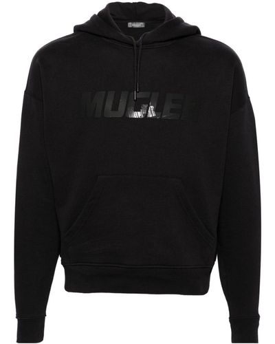Mugler Logo-Appliqué Cotton Blend Hoodie - Black