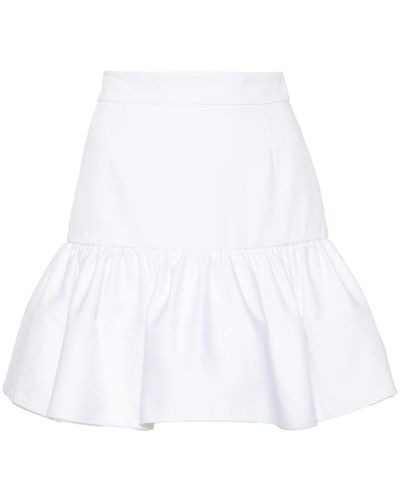 Patou Ruffled Gabardine Miniskirt - White