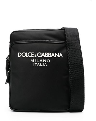 Dolce & Gabbana Logo-Rubberised Messenger Bag - Black
