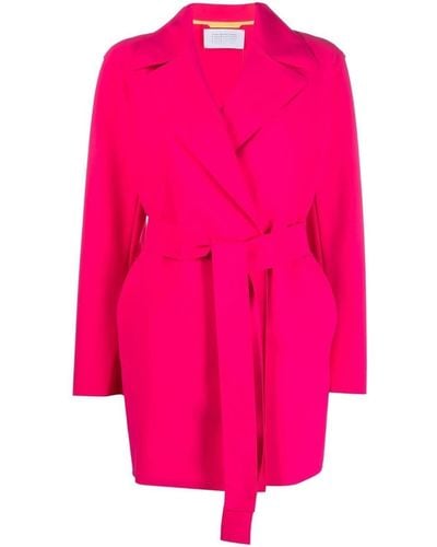 Harris Wharf London Tied-Waist Spread-Collar Coat - Pink