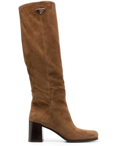 Prada 65Mm Knee-High Leather Boots - Brown
