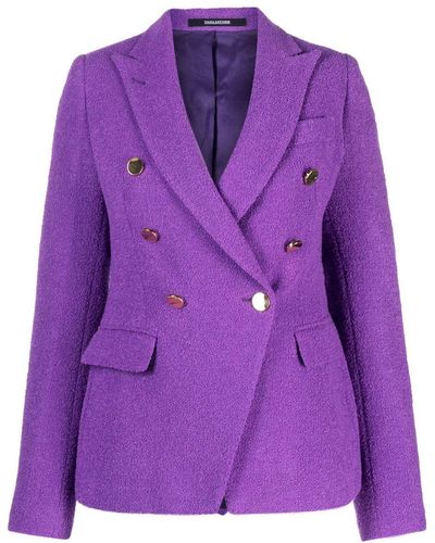Tagliatore Double-breasted Virgin Wool-blend Blazer - Purple