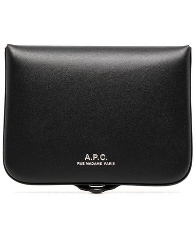 A.P.C. Snap-Fastening Leather Wallet - Black