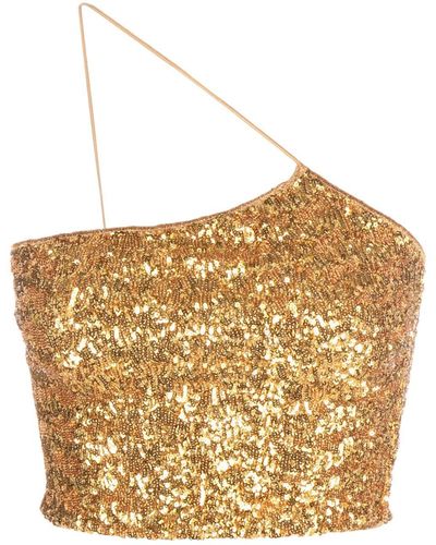 Oséree Sequin-Embellished Crop Top - Metallic