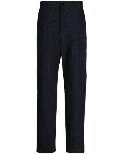 Lemaire Check-Pattern Tapered Trousers - Blue
