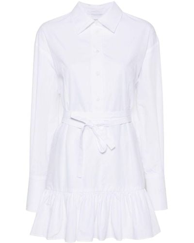 Patou Ruffled Mini Shirtdress - White