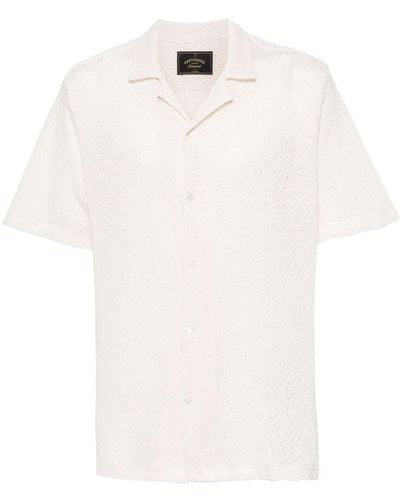 Portuguese Flannel Camp-Collar Pointelle-Knit Shirt - White