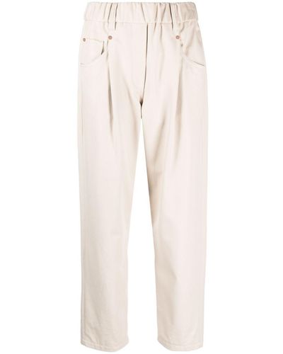 Brunello Cucinelli Elasticated Straight-Leg Trousers - White