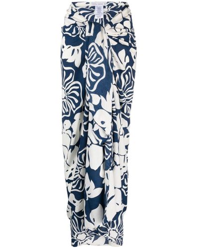 Faithfull The Brand Knot-Detail Floral-Print Skirt - Blue
