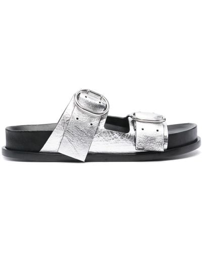 Jil Sander Two-Strap Leather Sandals - White