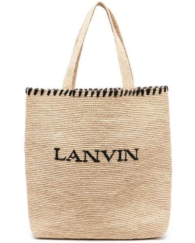 Lanvin Logo-embroidered Raffia Tote Bag - Natural