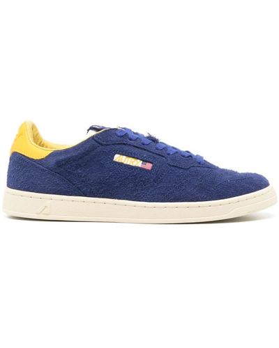 Autry Medalist Flat Trainers In Lanzuli And Dandelion Suede - Blue