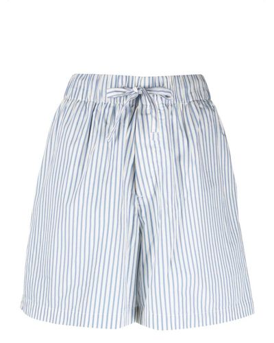 Tekla Placid Striped Pyjama Shorts - Blue