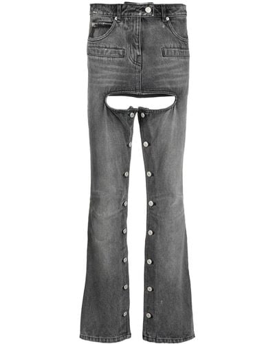 Courreges Stud-embellished Stonewashed Bootcut Jeans - Gray