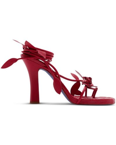 Burberry Ivy Flora 105Mm Leather Sandals​ - Red
