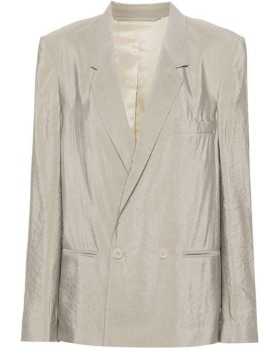 Lemaire Double-Breasted Crinkled Blazer - Natural