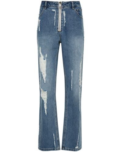 Cole Buxton Distressed Straight Jeans - Blue