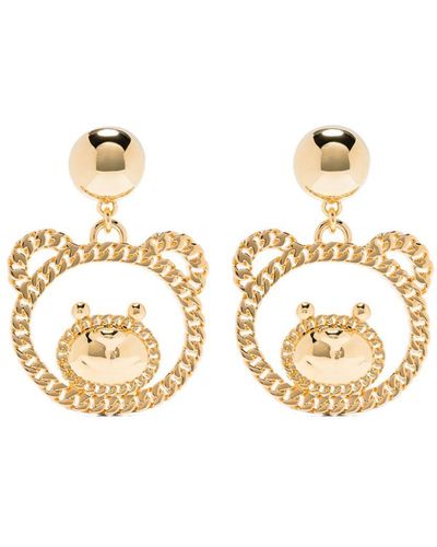 Moschino Teddy Bear Clip Earrings - Metallic