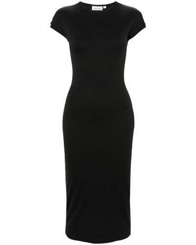 Calvin Klein Fine-Ribbed Midi Dress - Black