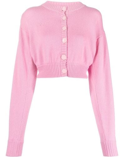 ROWEN ROSE Shoulder-Pads Cashmere Cardigan - Pink
