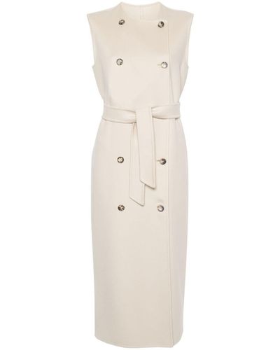 Max Mara Double-Breasted Sleeveless Coat - Natural