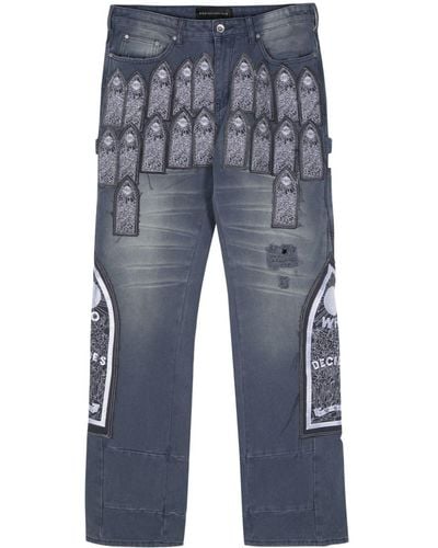 Who Decides War Distressed Straight-Leg Jeans - Blue