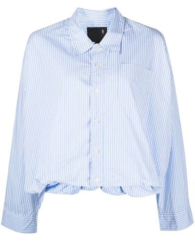 R13 Stripe-print Cropped Shirt - Blue