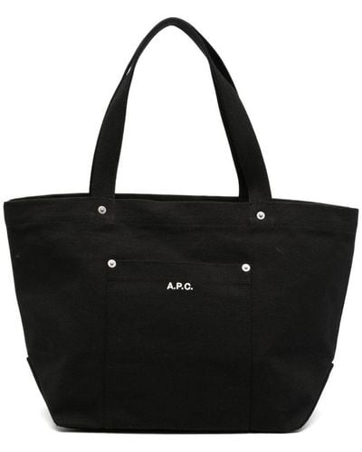 A.P.C. Thais Logo-Embroidery Tote Bag - Black