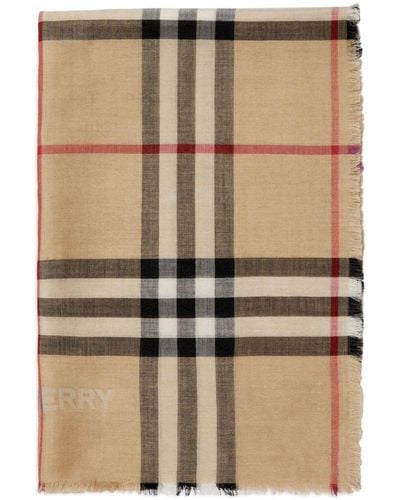 Burberry Vintage Check Wool-Blend Scarf - Natural