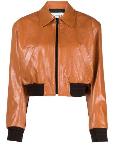 RECTO. Spread-Collar Cropped Jacket - Brown